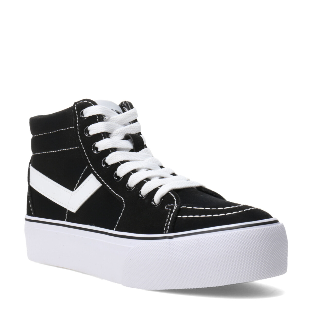 Bota Unisex PONY Plataforma Casual Lona - Negro - Blanco 