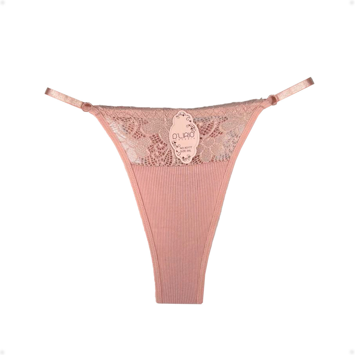 Tanga Colaless Ajustable De Encaje - Rosa 