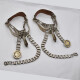 Par De Espuelas En Metal, Plata, Cuero Y Oro Par De Espuelas En Metal, Plata, Cuero Y Oro