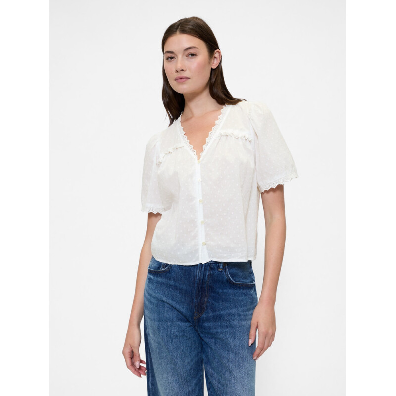 V-SS VNK RUFFLE LACE TOP NEW OFF WHITE