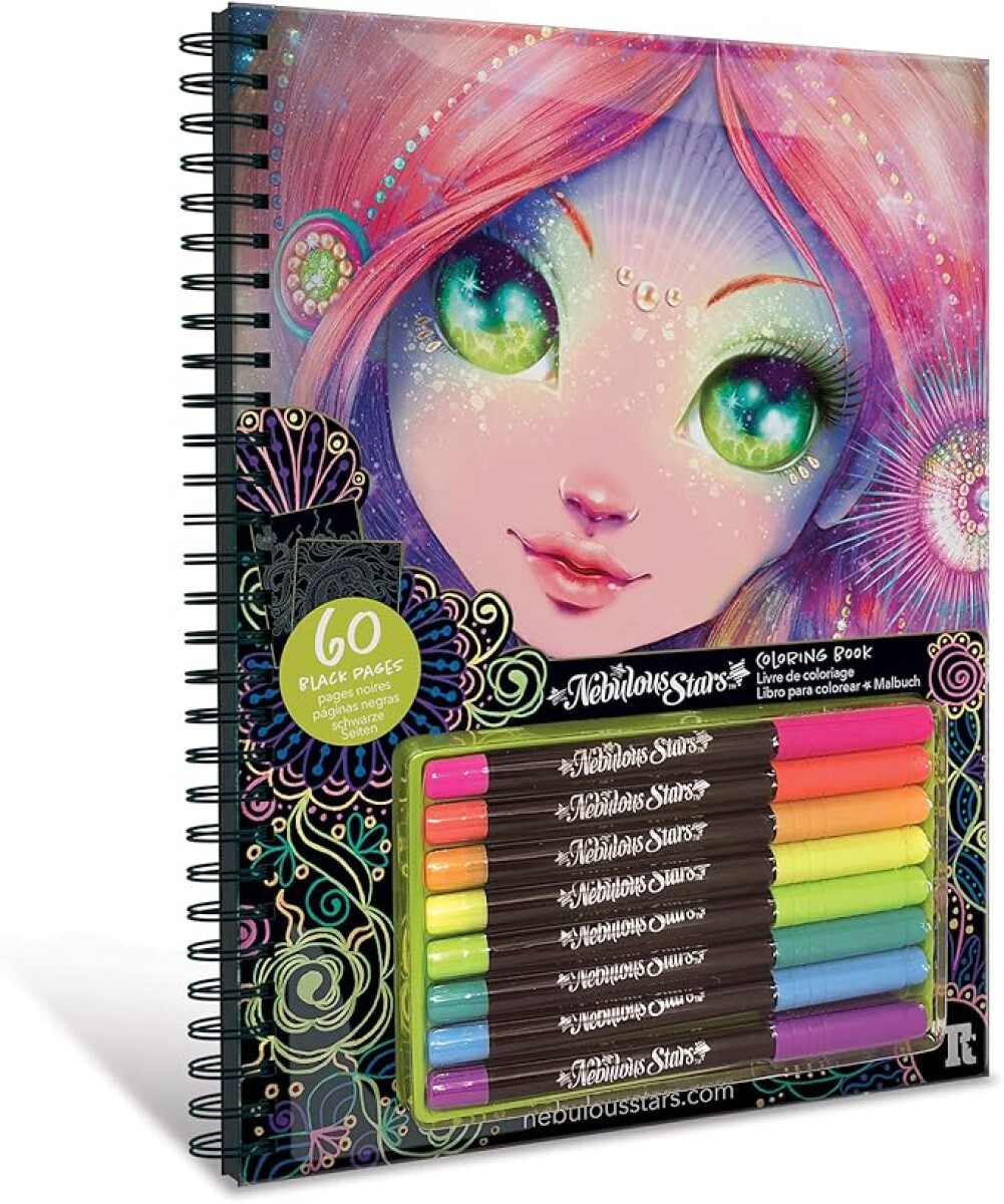 CUADERNO CON HOJAS NEGRAS Y COLORES BRILLANTES CORALIA 