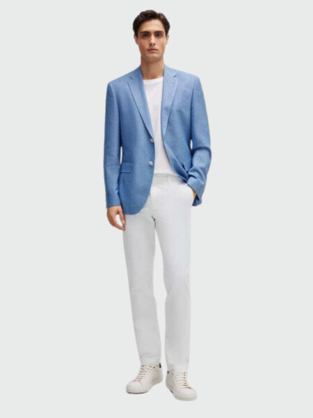 HUGO BOSS Chinos Slim-Fit en Gabardina de Algodón Elástico Blanco