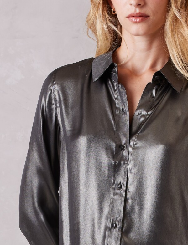 Camisa Metalizada GRIS OSCURO
