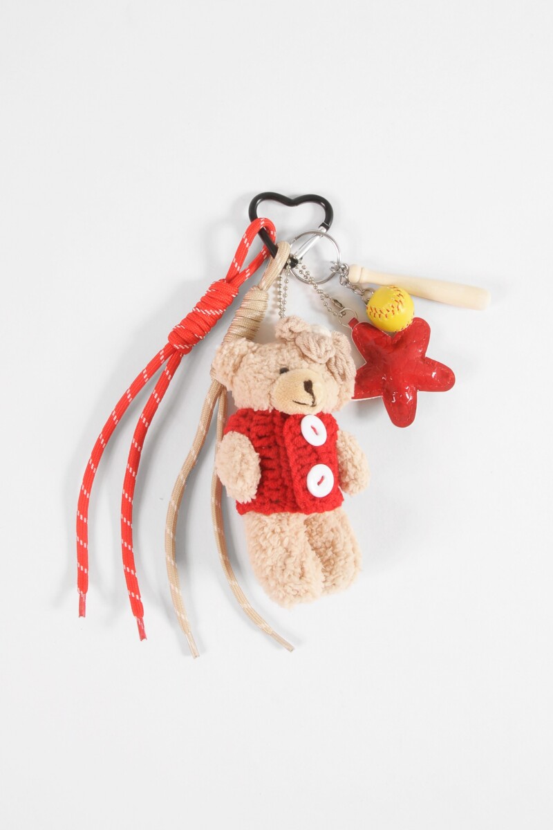 Llavero teddy estrella rojo