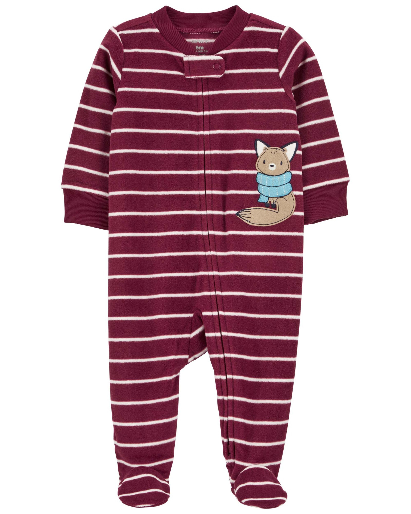 Pijama una pieza de micropolar con pie, estampa zorro Sin color
