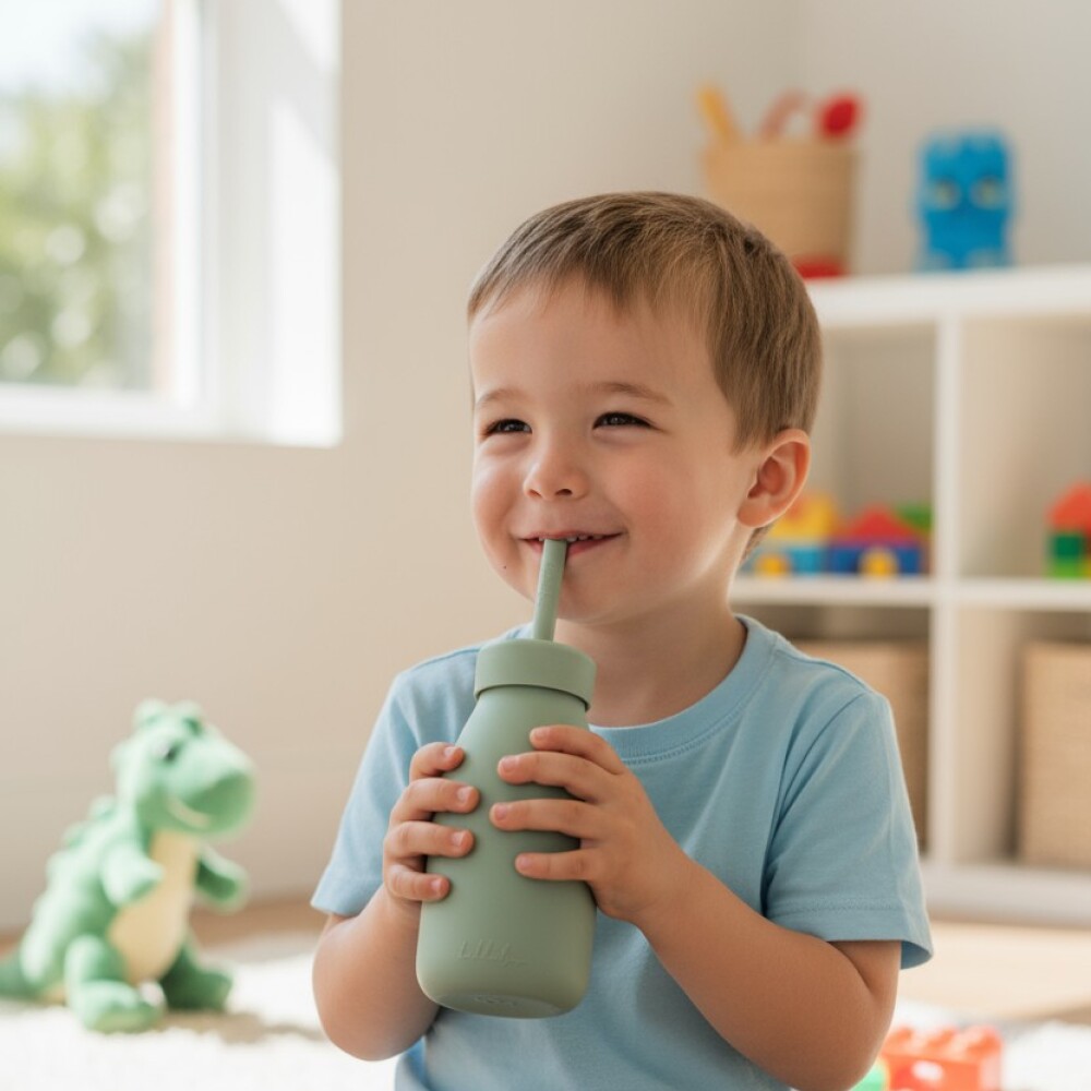 Botella con Sorbito Silicona Kikkaboo Verde