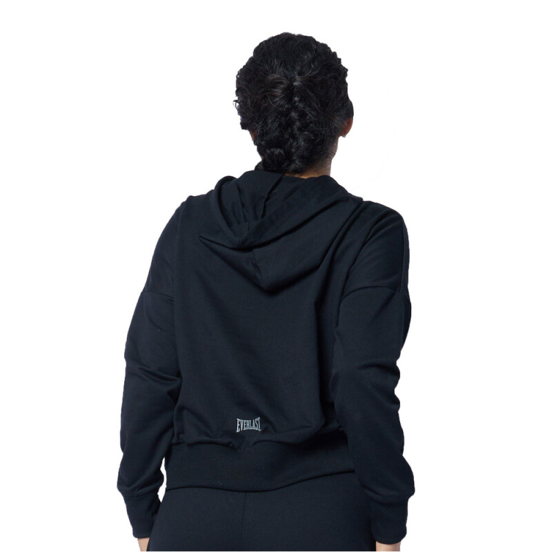 HOODIE FEM POLY/COTT EVERLAST VARSITY BK W6 S NEGRO
