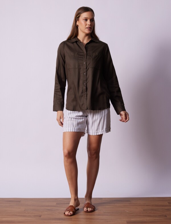 Camisa Bolsillos MARRON