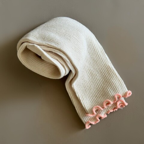 Medias Peggy Off White Con Ruletel Rosa