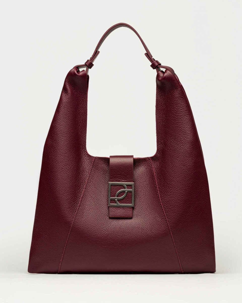Bolso Signature en cuero graneado - Bordeaux 
