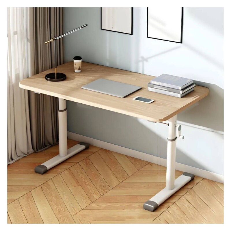 Escritorio Altura Regulable Con Palanca Manual - Patas Metal Madera
