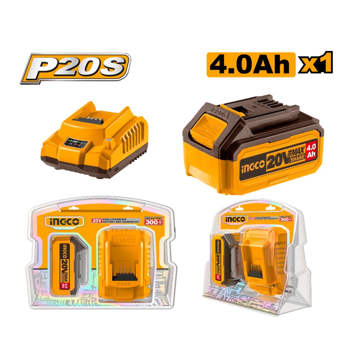 Set X1 Bateria 20V 4AMP + 1 Cargador Ingco FBCPK1214 