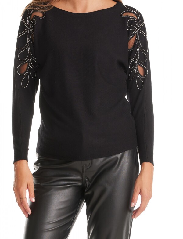 Buzo Mangas Lentejuelas NEGRO