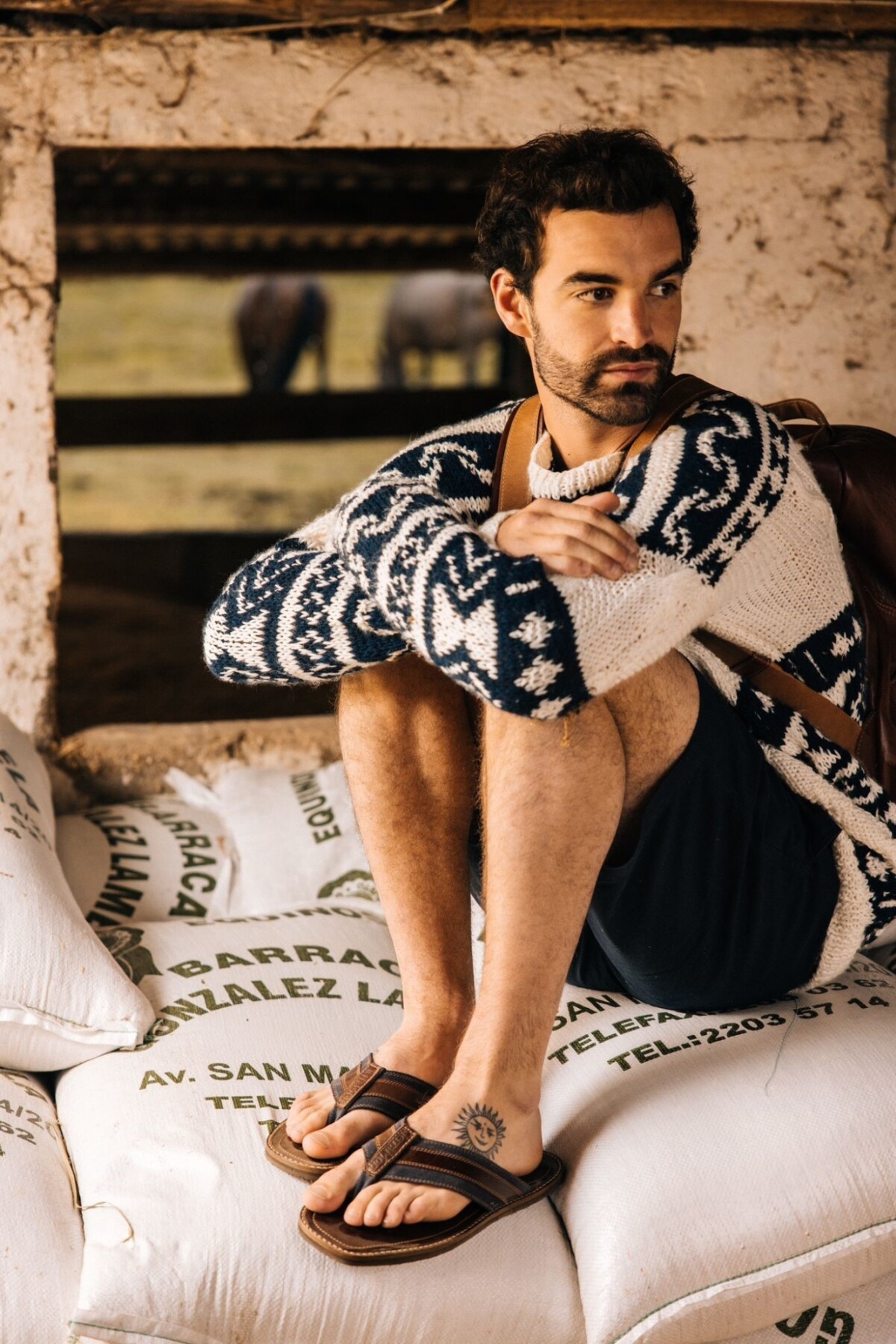 Leather Chanclas Men Azul