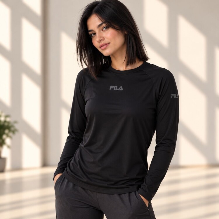 Remera Térmica Manga Larga Water Sport ll Fila NEGRO