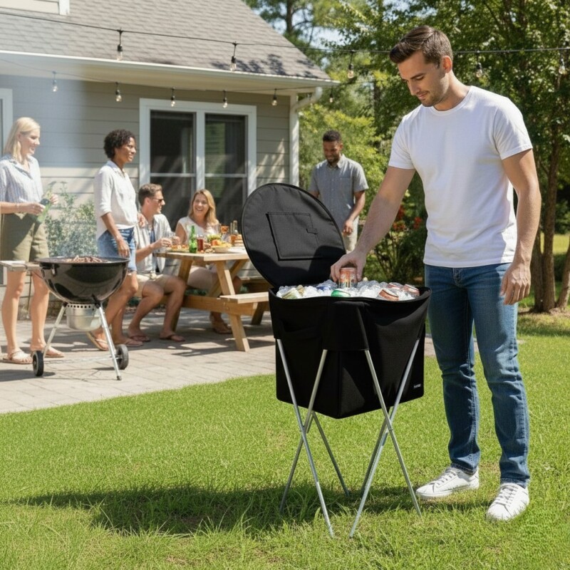 HIELERA TERMICA NEGRA PORTATIL PARA BBQ 41L Unica