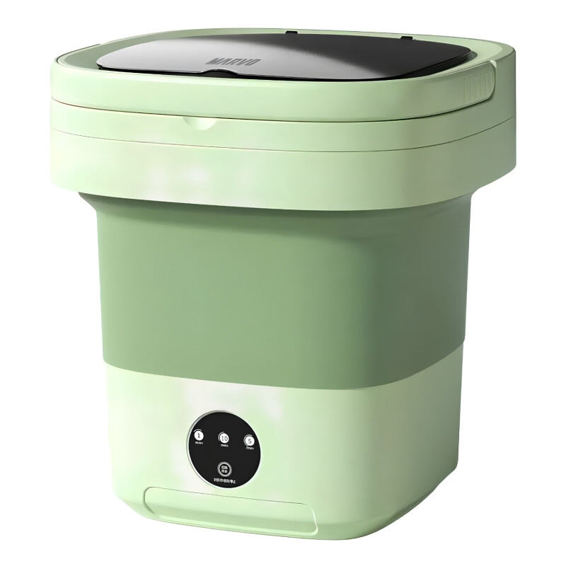 Mini Lavadora Marvo Portátil Pleg. C/Cesto Centrif. 9L Verde