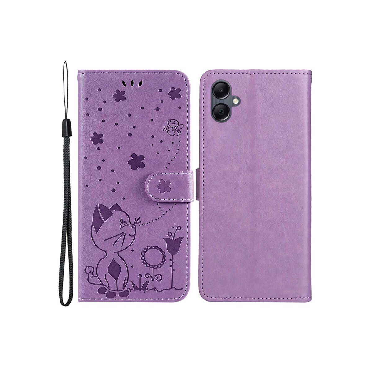 Flip cover Samsung Galaxy A05 diseño gato púrpura 