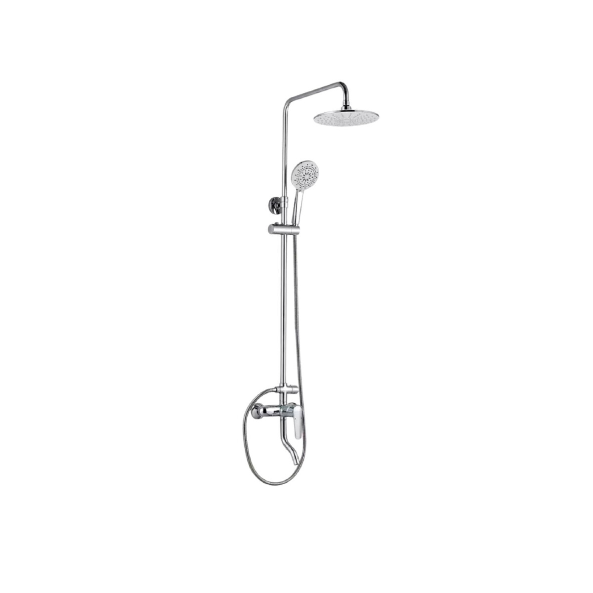 Barra columna ducha redonda inox con soporte y diseño moderno para baño 