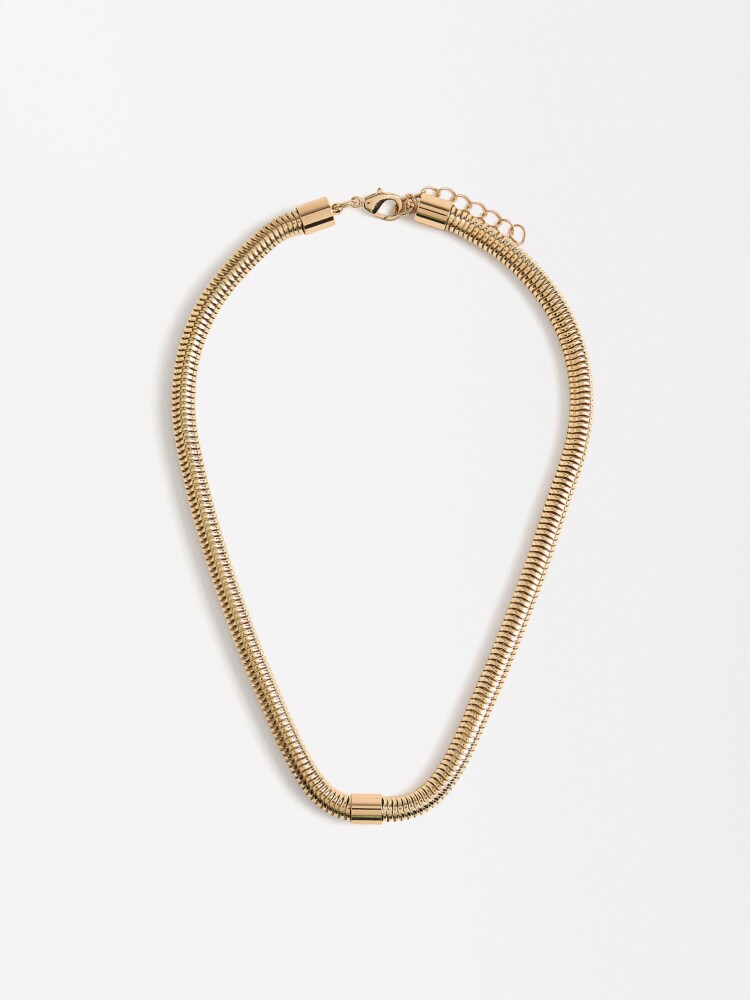 Collar Corto Con Cadena De Serpiente dorado