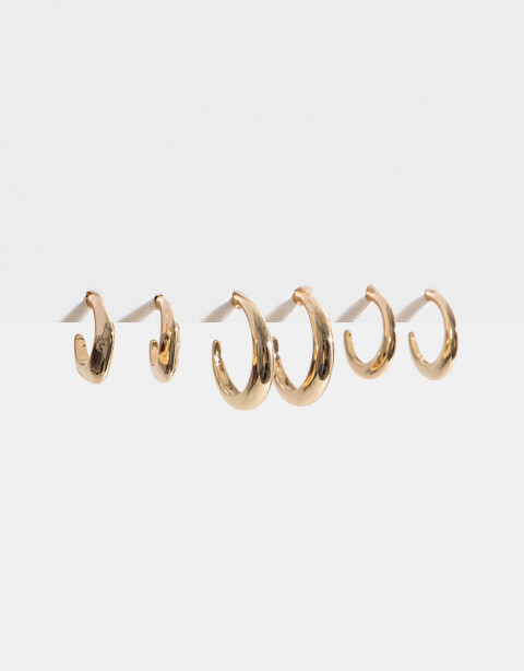 Aros Argollas Set Metal Set De Argollas Metal - Dorado