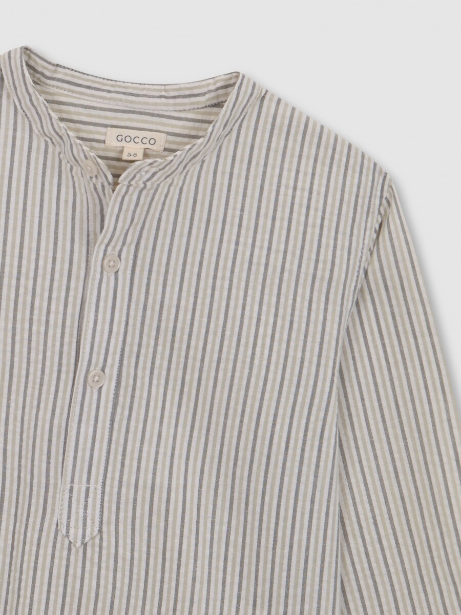 Camisa Cuello Mao Tapeta Corta Verde