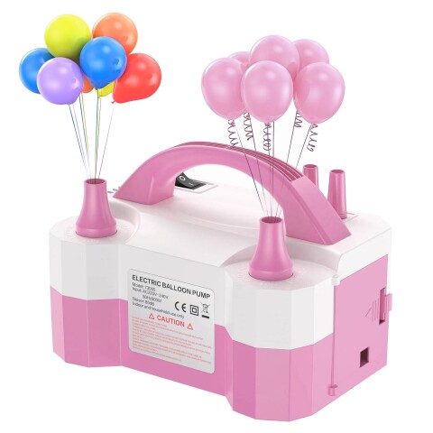 Inflador De Globos Eléctrico 2 Inyectores Cumpleaños Fiestas Variante Color Rosa