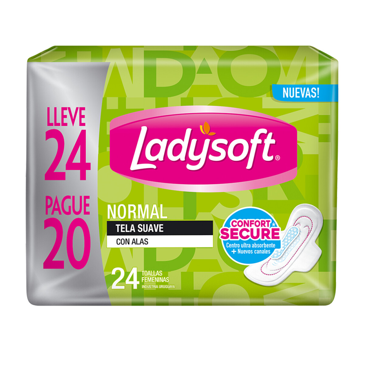Toallitas Femenina Ladysoft Normal Tela Suave 24 Unidades 