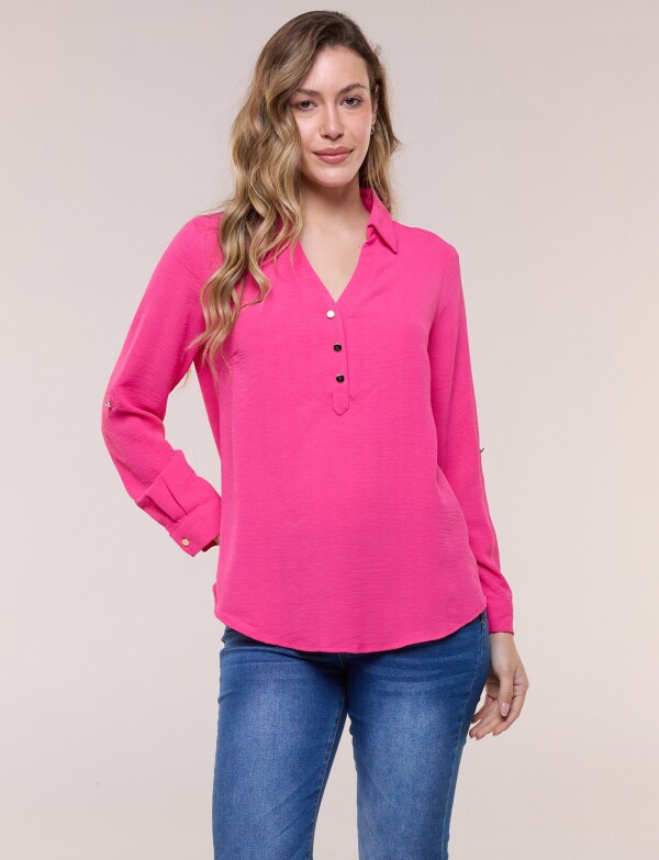 Blusa Holgada Triple Botón FUCSIA