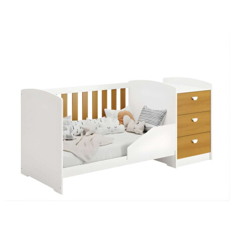 Cuna Convertible con Comoda Integrada 3 Cajones Atlanta Blanco y Marron