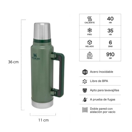 Termo Stanley Ultra 1.4 Litros Con Tapón Cebador Verde
