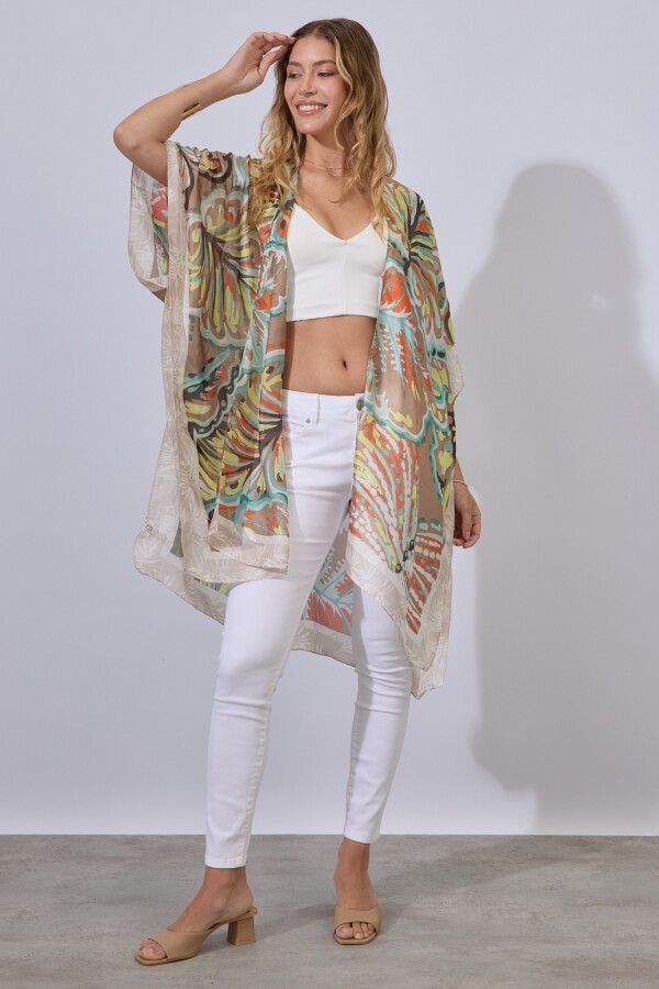 Kimono Printed MULTI/TOSTADO