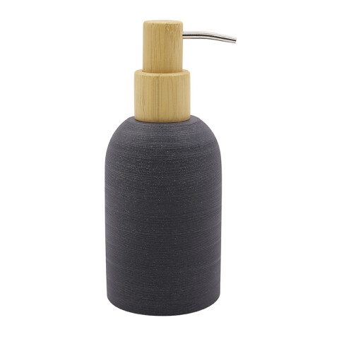 Set Baño Dispensador de Jabón y Porta Cepillo de Resina y Madera NEGRO