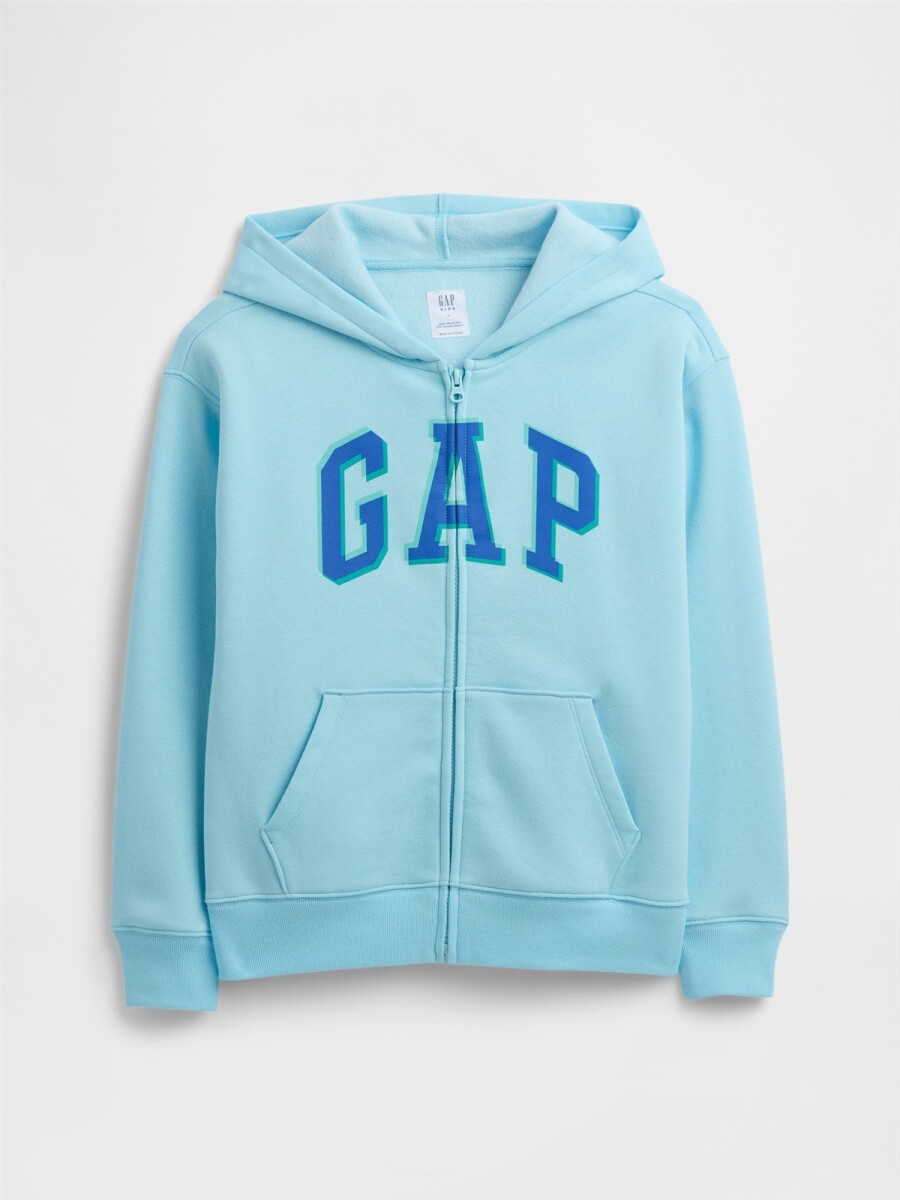 Buzo Canguro Con Cierre Logo Gap Niño - Chlorine Blue 