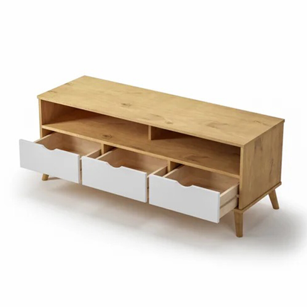 RACK APARADOR PARA TV 3 CAJONES - MADERA MACIZA Color blanco