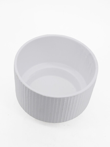 MACETA DECORATIVA LINEAS BLANCO