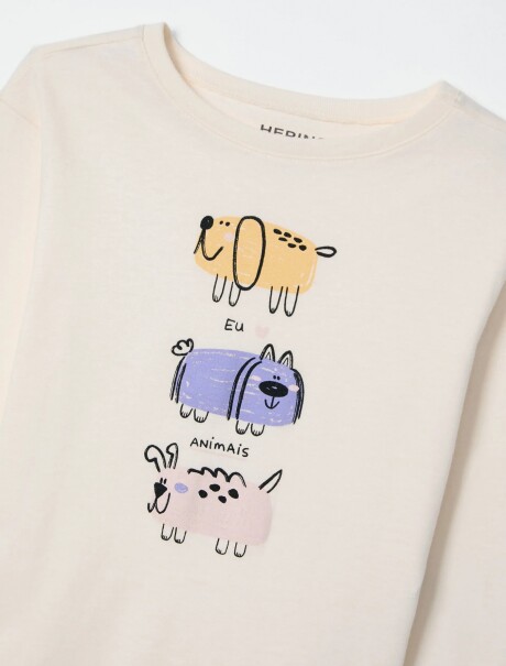 CAMISETA INFANTIL CON ESTAMPA BEIGE