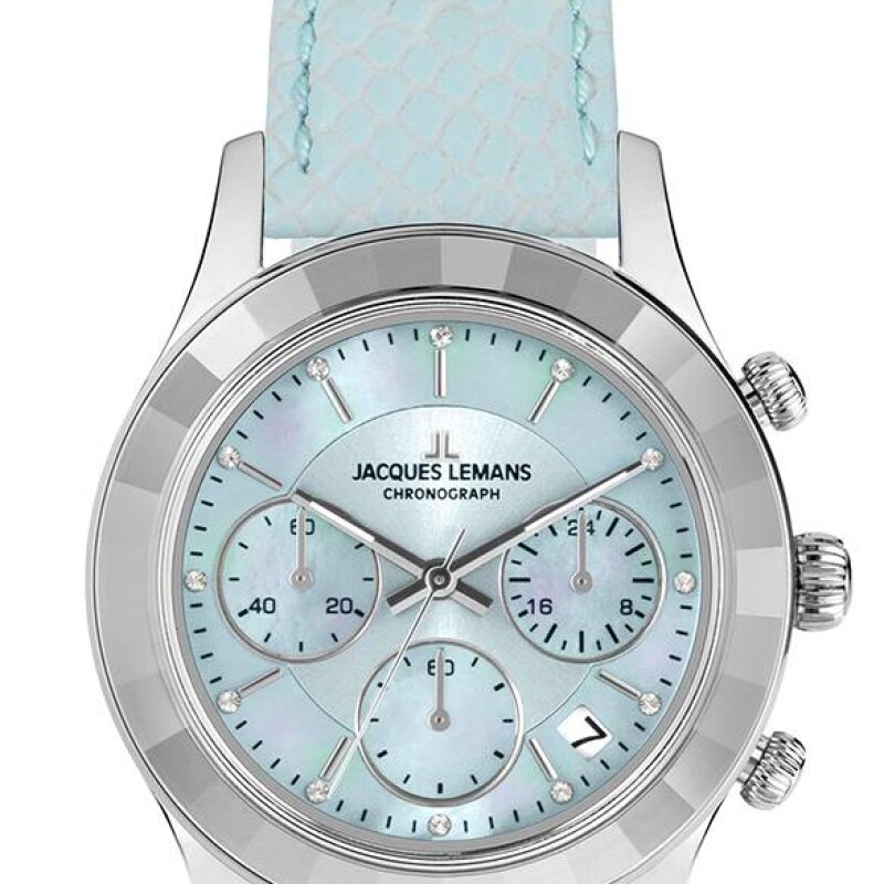 Reloj Jacques Lemans 1-2151C Venice cronógrafo con correa de cuero azul Reloj Jacques Lemans 1-2151c Venice Cronógrafo Con Correa De Cuero Azul