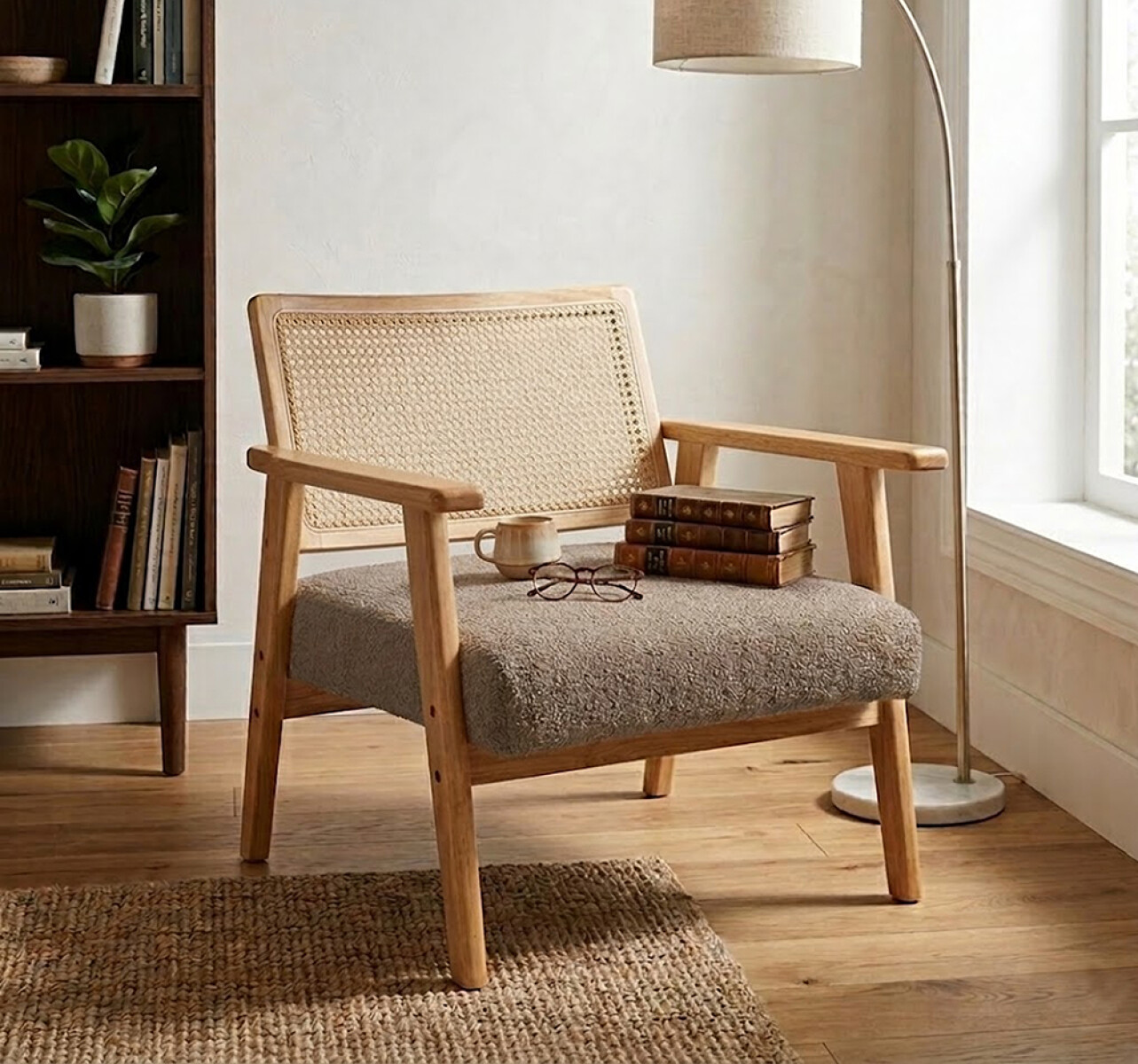 Butaca Poltrona Sillón Sofá Madera Maciza Ratan 