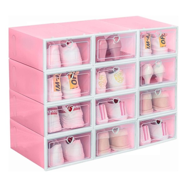 Caja Organizadora Zapatos Zapatera 12 Unidades Caja Apilable Color Variante Corazonrosado