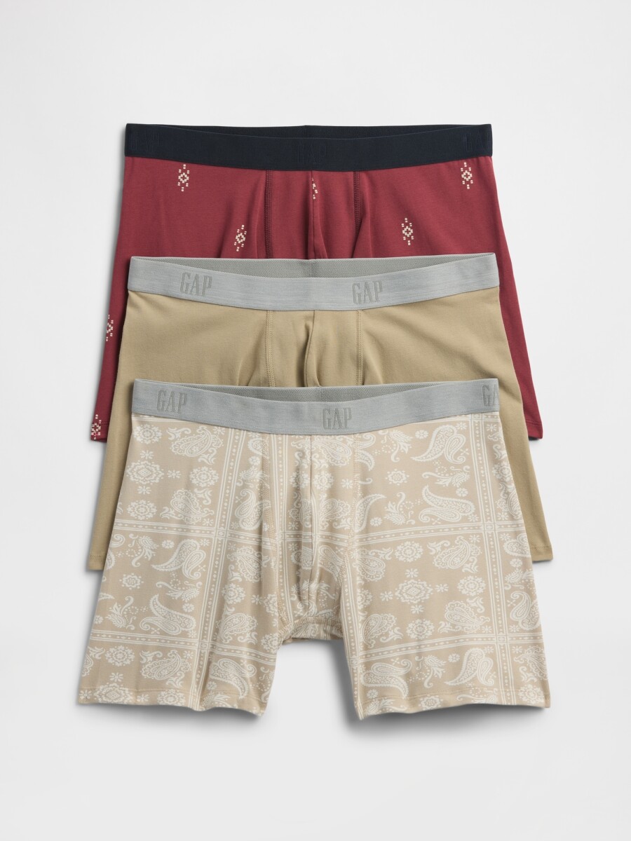 V-3PK BOXER BRIEFS - KHAKI 