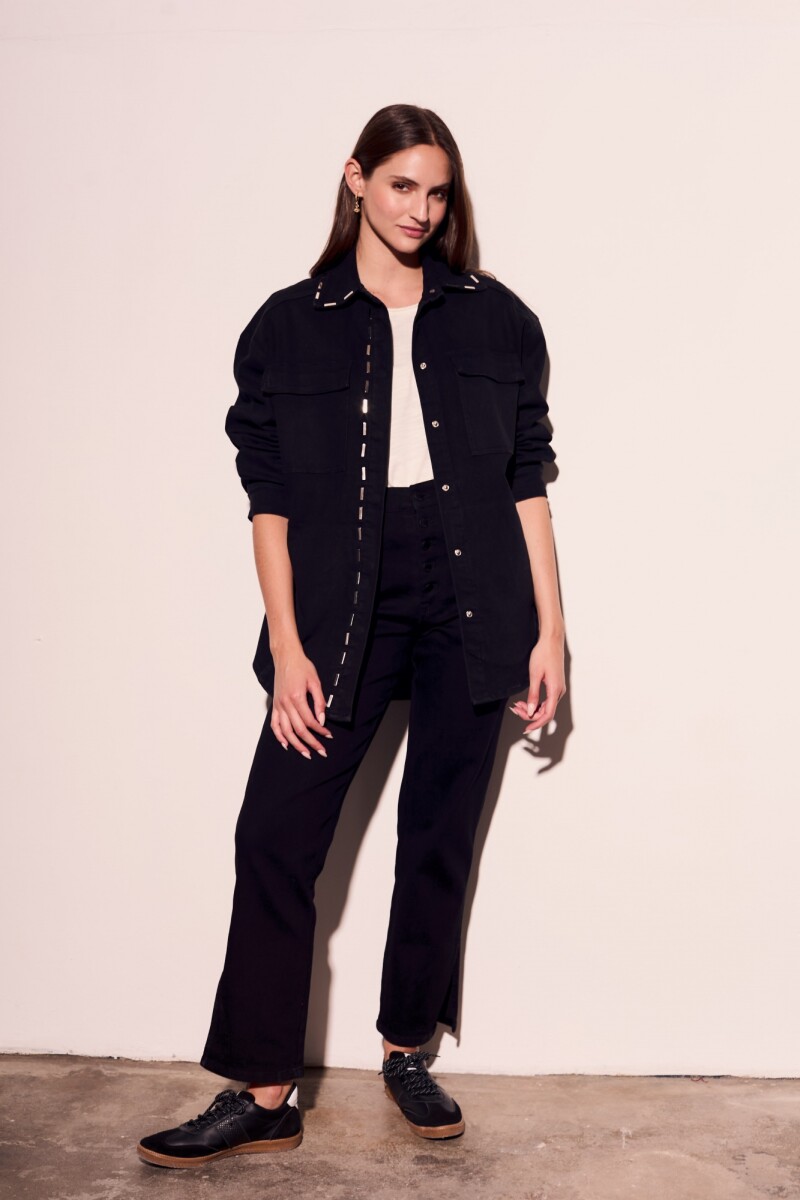 Sobrecamisa Apliques Negro