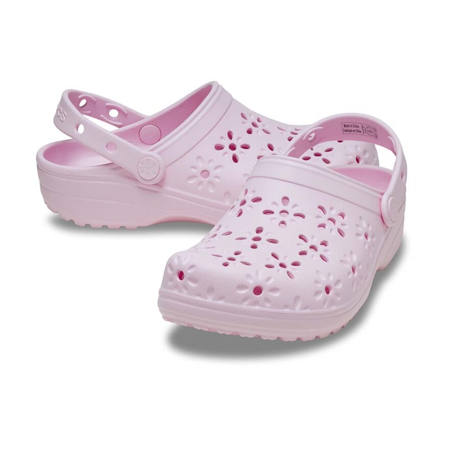 Crocs Floral Cut Out Clog - Unisex Pink Milk