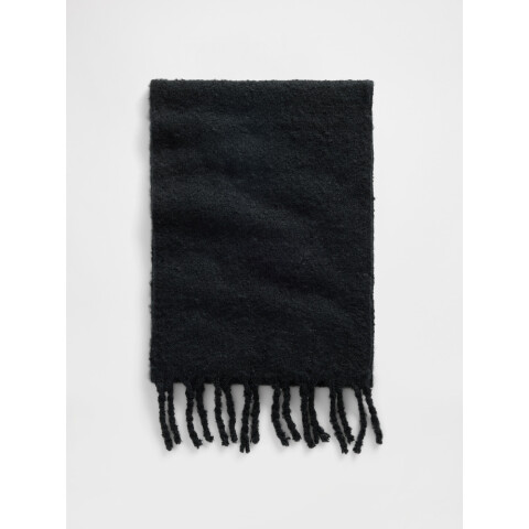 V-BRUSHED FRINGE SCARF BLACK 1
