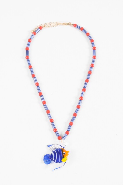 Collar pez tropical cerámica azul