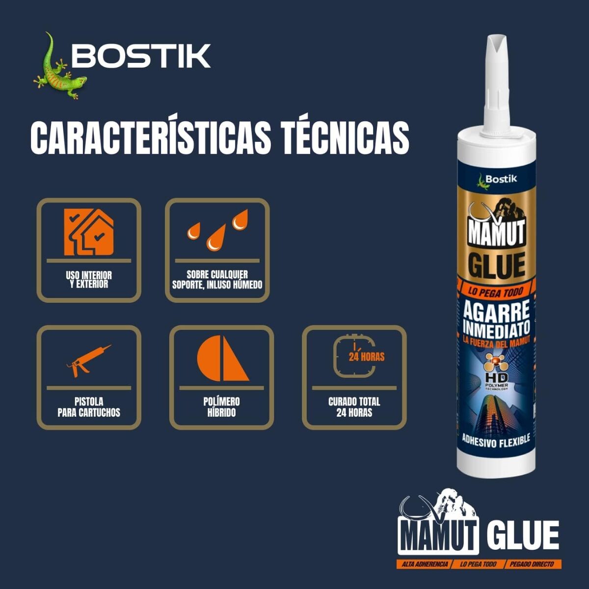 ADHESIVO INMEDIATO ALTA CARGA 290ML MAMUT GLUE BOSTIK Adhesivo Inmediato Alta Carga 290ml Mamut Glue Bostik