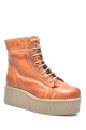 Bota con Plataforma Acordonado Cuero Terracota