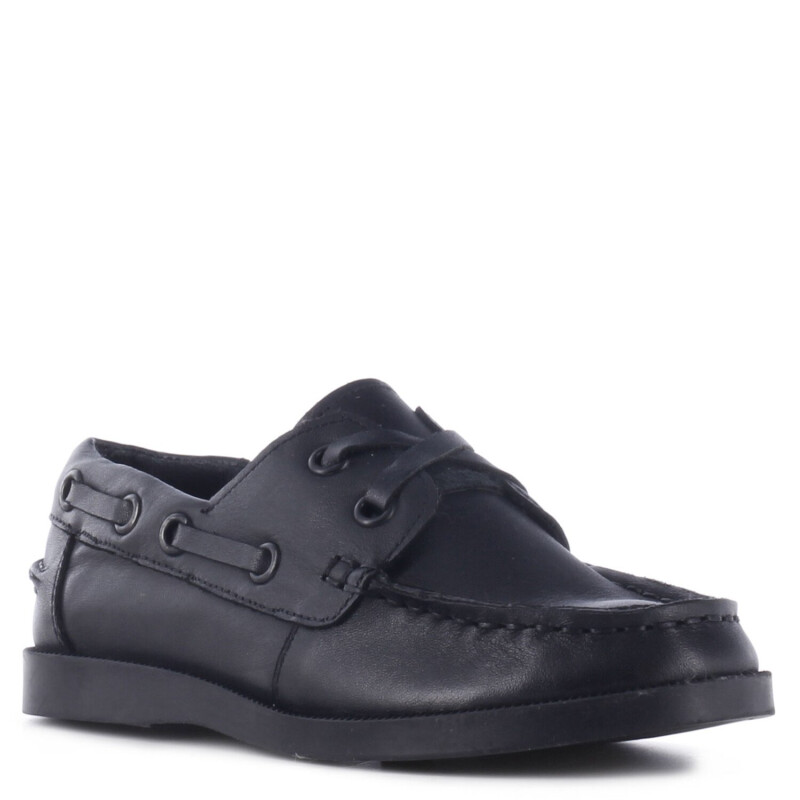 Zapatos de Niño Boomerang nautico MAP de cuero para uniforme Negro