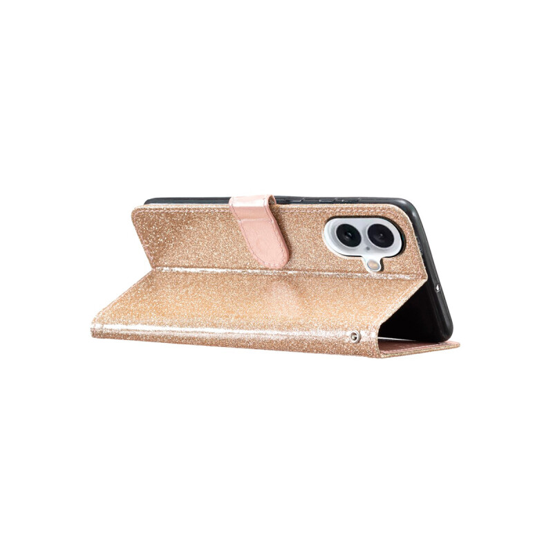 Flip cover para iPhone 16 Plus brillos color dorado Flip Cover Para Iphone 16 Plus Brillos Color Dorado