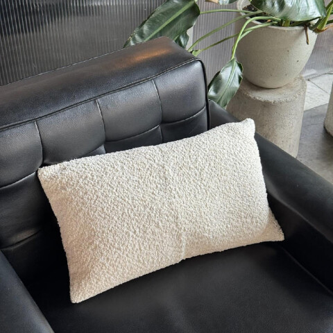 Funda de almohadón Sherpa 30x50cm blanco